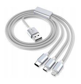 KABEL DO TELEFONU 3W1 MICRO USB USB-C LIGHTNING 120CM Hurtomax