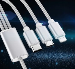 KABEL DO TELEFONU 3W1 MICRO USB USB-C LIGHTNING 120CM Hurtomax