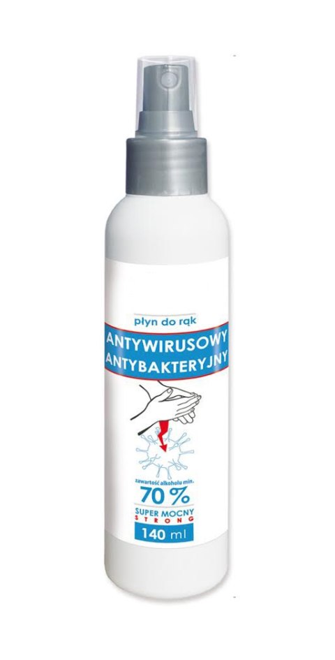 ANTYWIRUSOWY PŁYN ANTYBAKTERYJNY SPREY (70%) SUPER MOCNY 140 ML Z ROZPYLACZEM Hurtomax