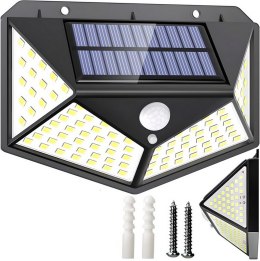 LAMPA SOLARNA KINKIET SMD 100 LED CZUJNIK RUCHU I ZMIERZCHU Hurtomax