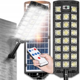 LAMPA SOLARNA ULICZNA Z CZUJNIKIEM ZMIERZCHU RUCHU 600 LED 2000W Hurtomax