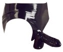 LATE X - Lateksowe Majtki Z Prążkowaną Kieszenią Na Penisa Czarne XL