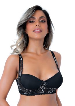 Balconette push-up lace bra Black