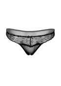 Crotchless floral lace string Black