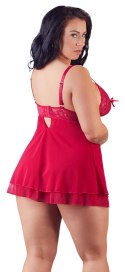 Cottelli CURVES - Seksowna Babydoll Z Rozcięciem Na Piersiach I Kokardką Czerwona 2XL