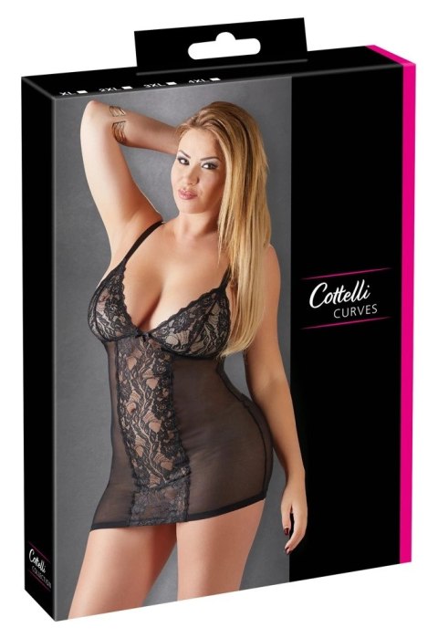 Cottelli CURVES - Seksowna Sukienka Bieliźniana Z Koronką Czarna 2XL