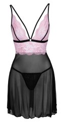 Cottelli LINGERIE - Seksowna Siateczkowa Halka Z Różową Koronką XL