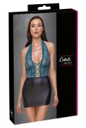 Cottelli LINGERIE - Seksowna Czarna Matowa Spódniczka Z Koronkową Zieloną Górą M