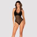 Obsessive - Czarne Siateczkowe Body Z Delikatną Koronką Medilla XL/2XL