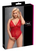 Cottelli CURVES - Czerwone Body Bez Krocza Z Delikatną Koronką 3XL