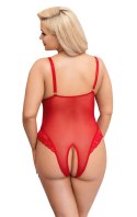 Cottelli CURVES - Czerwone Body Bez Krocza Z Delikatną Koronką 3XL