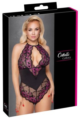 Cottelli CURVES - Dwukolorowe Kwiatowe Body Z Delikatne Koronki 2XL