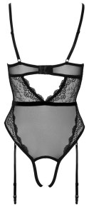 Cottelli LINGERIE - Czarne Koronkowe Body Z Perełkami W Kroczu XL