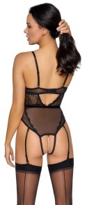 Cottelli LINGERIE - Czarne Koronkowe Body Z Perełkami W Kroczu M