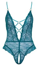 Cottelli LINGERIE - Seksowne Koronkowe Body Z Paseczkami Bez Krocza Zielone XL