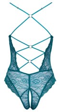 Cottelli LINGERIE - Seksowne Koronkowe Body Z Paseczkami Bez Krocza Zielone M