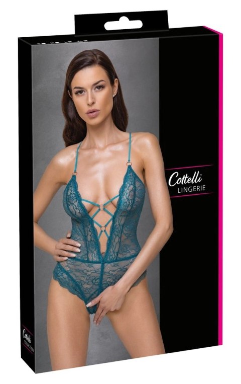 Cottelli LINGERIE - Seksowne Koronkowe Body Z Paseczkami Bez Krocza Zielone S