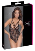 Cottelli LINGERIE - Seksowne Koronkowe Body Z Ozdobnymi Paskami Czarne S