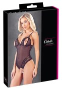 Cottelli LINGERIE - Seksowne Siateczkowe Body Z Delikatną Koronką Bez Krocza L