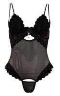 Cottelli LINGERIE - Seksowne Siateczkowe Body Z Ozdobnym Kryształem 85C/L