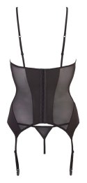 Cottelli LINGERIE - Seksowna Koszulka Z Paskami Do Pończoch + Stringi Czarne S