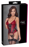 Cottelli LINGERIE - Seksowna Matowa Koszulka Z Paskami i I Delikatną Koronką + Stringi L