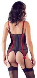 Cottelli LINGERIE - Siateczkowa Koszulka Z Paskami Do Pończoch + Stringi 85B/L