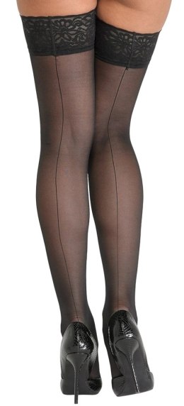 Cottelli LEGWEAR - Czarne Klasyczne Pończochy Z Koronką I Ozdobnym Szwem 3