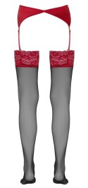 Cottelli LEGWEAR - Czarne Pończochy Z Czerwoną Koronką 5