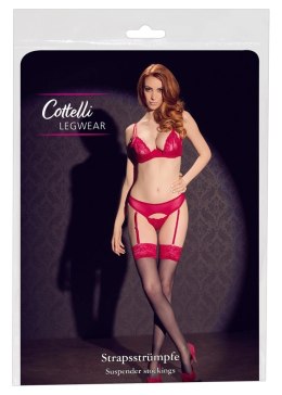 Cottelli LEGWEAR - Czarne Pończochy Z Seksowną Czerwoną Koronką 2