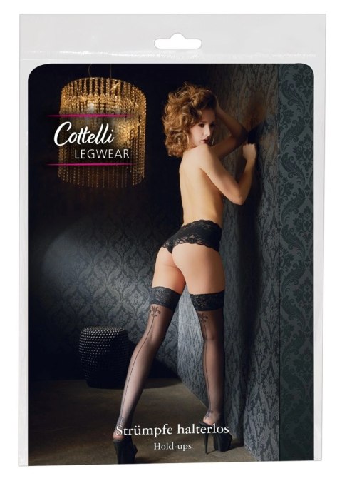 Cottelli LEGWEAR - Czarne Pończochy Z Koronką I Ozdobnym Szwem Z Tyłu 2