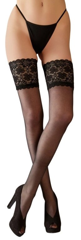 Cottelli LEGWEAR - Seksowne Czarne Pończochy Z Wysoką Koronką 7