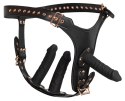 Bad Kitty - Strap-On 3D Z Trzema Dildami Czarne S/M