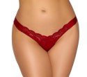 Cottelli LINGERIE - Czerwone Stringi Z Koronki Z Satynową Wstążką M/L