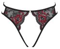 Cottelli LINGERIE - Seksowne Mocno Wycięte Koronkowe Majteczki Czarno-Czerwony S-L