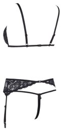 Cottelli LINGERIE - 3-Częściowy Zestaw Z Delikatnej Kwiatowej Koronki Czarny XL