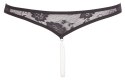 Cottelli LINGERIE - Czarne Koronkowe Stringi Z Perłami W Kroczu XL