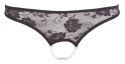 Cottelli LINGERIE - Czarne Koronkowe Stringi Z Perłami W Kroczu M