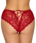 Cottelli LINGERIE - Gorące Czerwone Figi Z Koronki Bez Krocza XL