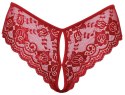 Cottelli LINGERIE - Gorące Czerwone Figi Z Koronki Bez Krocza M