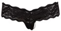 Cottelli LINGERIE - Koronkowe Stringi Z Perełkami W Kroczu Czarne M