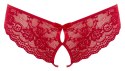 Cottelli LINGERIE - Seksowne Koronkowe Figi Z Wycięciami I Kokardkami Czerwone XL