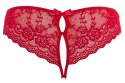 Cottelli LINGERIE - Seksowne Koronkowe Figi Z Wycięciami I Kokardkami Czerwone XL