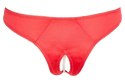 Cottelli LINGERIE - Seksowne Satynowe Majteczki Z Perełkami W Kroczu Czerwone S