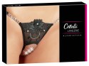 Cottelli LINGERIE - Seksowne Stringi Z Kwiatem I Delikatnymi Dżetami M/L