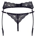 Cottelli LINGERIE - Seksowny Koronkowy Pas Do Pończoch I Stringi Czarne S