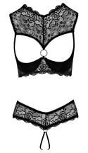 Cottelli LINGERIE - Koronkowy 2-Częściowy Set Biustonosz Bez Miseczek I Wysokie Otwarte Stringi 75B/S