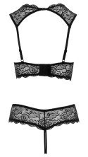 Cottelli LINGERIE - Koronkowy 2-Częściowy Set Biustonosz Bez Miseczek I Wysokie Otwarte Stringi 80B/M