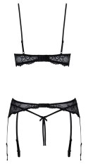 Cottelli LINGERIE - Seksowny Koronkowy 3-Częściowy Zestaw Czarny 80B/M