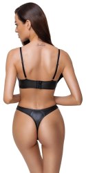 Cottelli LINGERIE - Czarny Matowy 2-Częściowy Set Z Ozdobnymi Paseczkami 75B/S